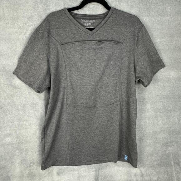 Lalabu Other - Lalabu Dad Shirt Mens 2XL Gray Baby Wearing Kangaroo Care Pouch Short Sleeve